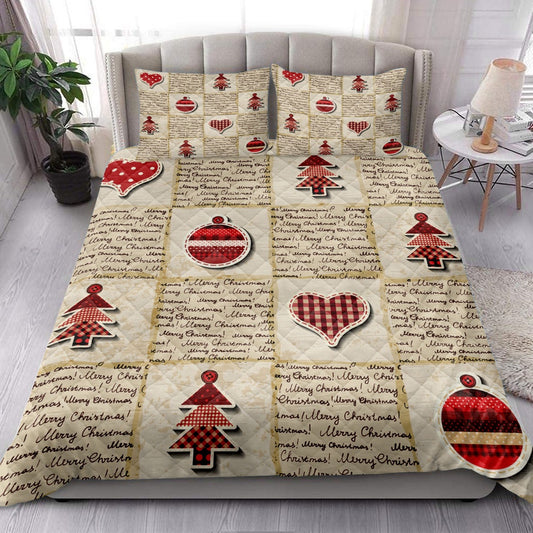 Christmas Quilt Set, Merrymas Newspaper Patchwork Redmass Quilt Blanket