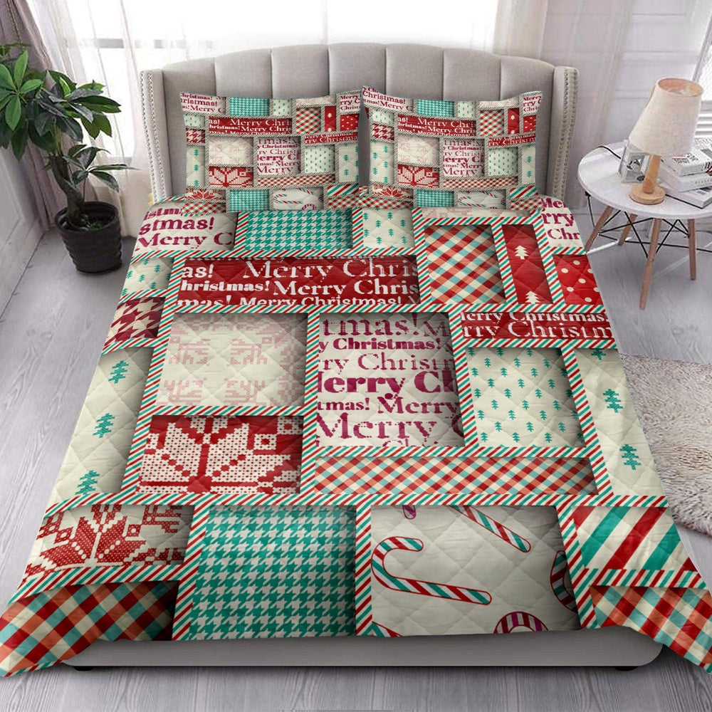 Christmas Quilt Set, Merrymas Patchwork Uglymass Quilt Blanket