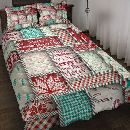 Christmas Quilt Set, Merrymas Patchwork Uglymass Quilt Blanket