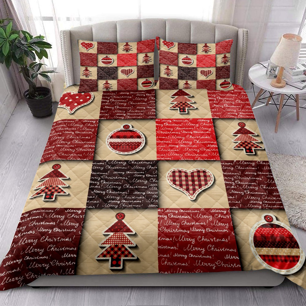 Christmas Quilt Set, Merrymas Patchworkmas Tree Redmass Quilt Blanket