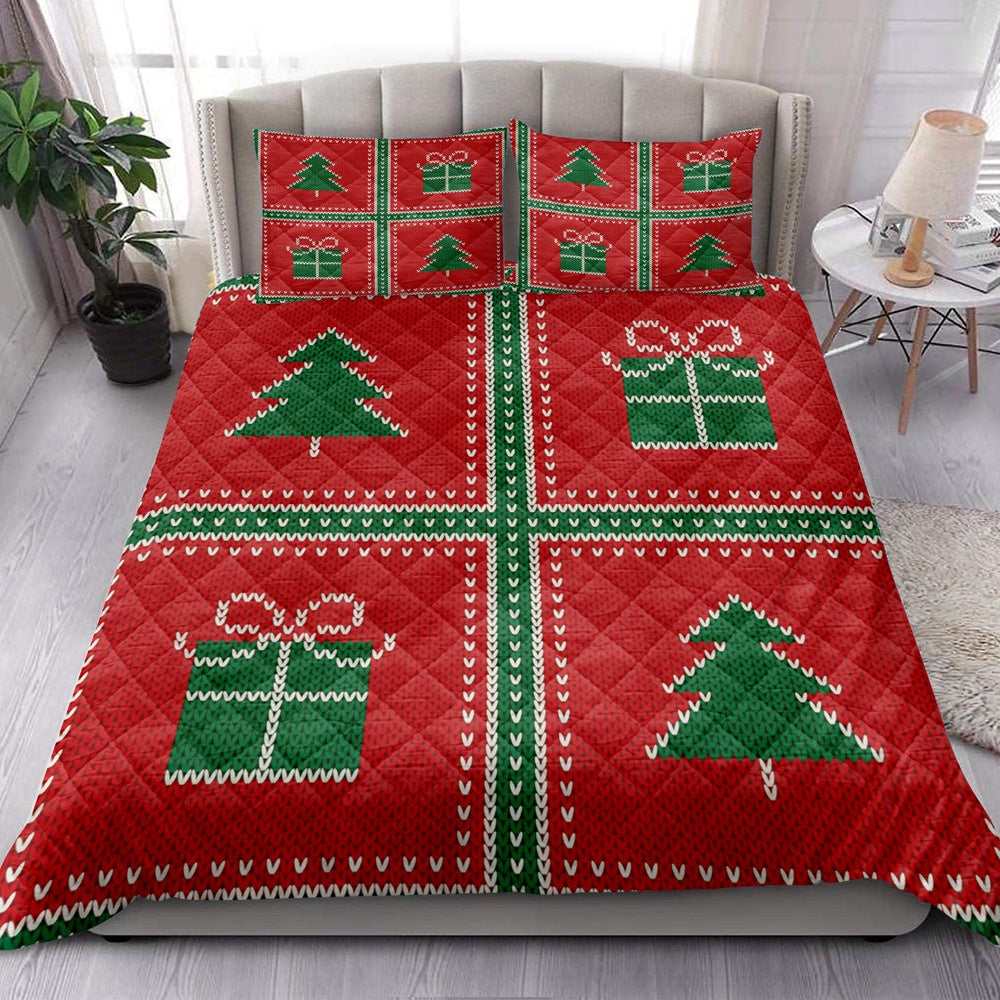 Christmas Quilt Set, Uglymas Patchwork Winter Holidaymas Tree Chrismas Quilt Blanket