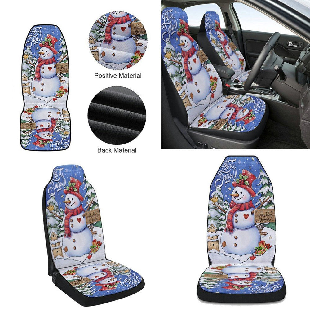 Christmas Snowman Cars Seat Cover, Christmas Car Seat Covers, Car Decor Gift
