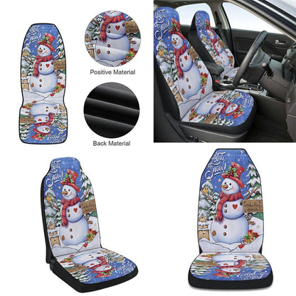 Christmas Snowman Cars Seat Cover, Christmas Car Seat Covers, Car Decor Gift