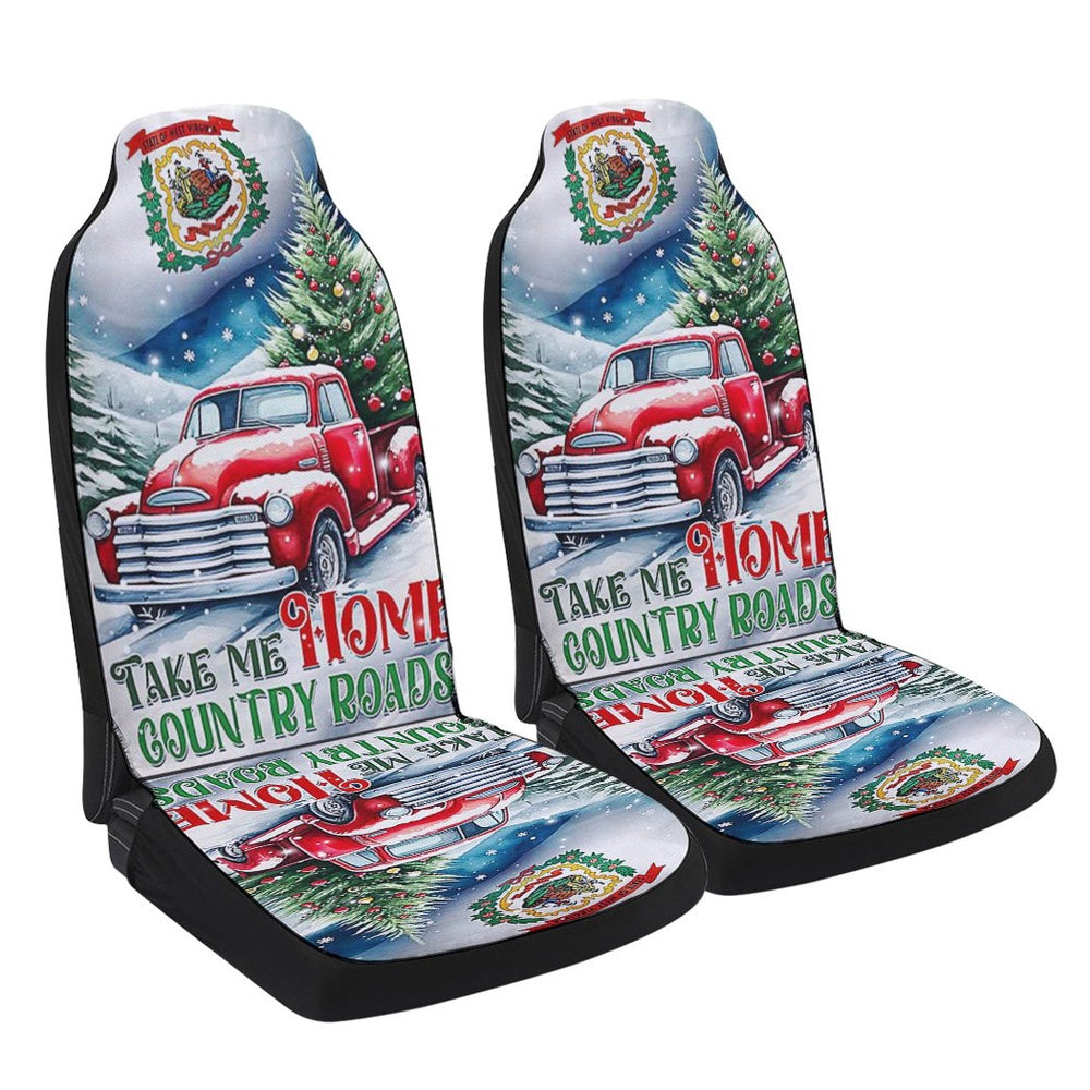 Christmas Take Me Home Country Roads West Virginia Cars Seat Cover, Christmas Car Seat Covers, Car Decor Gift