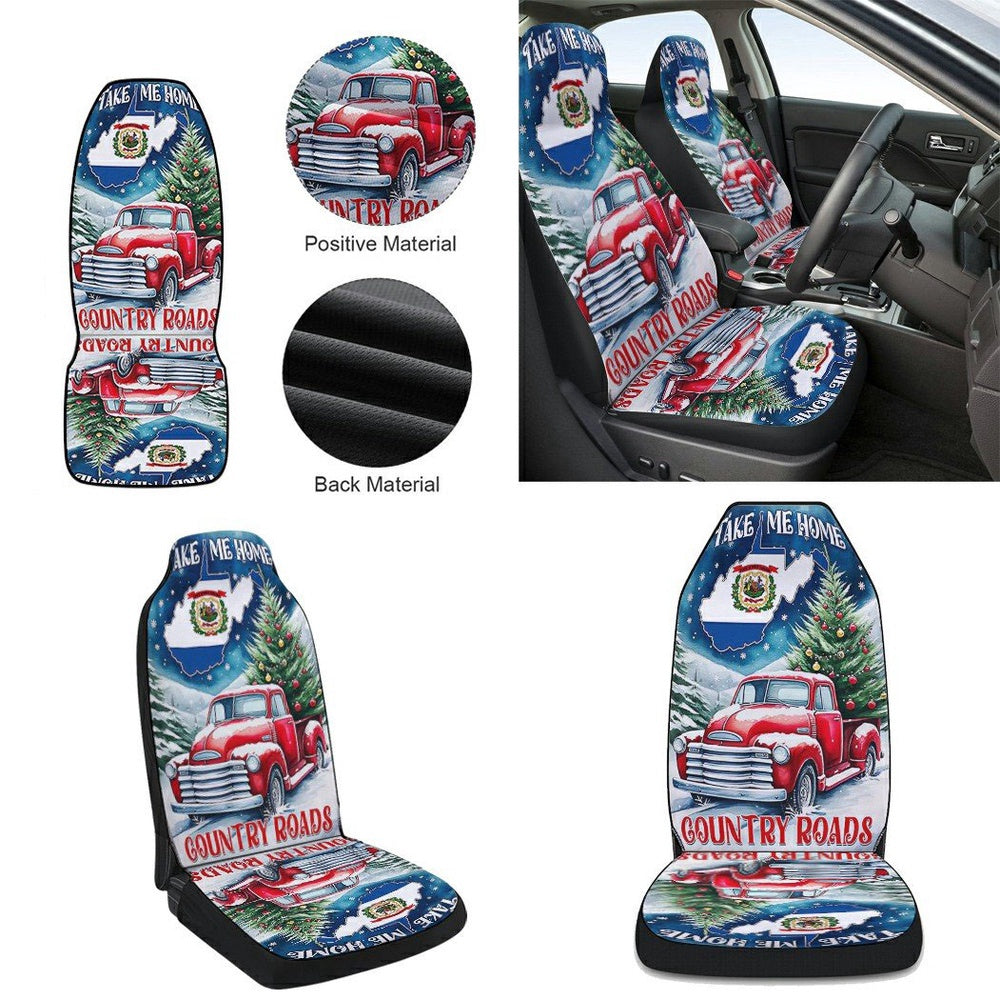 Christmas Take Me Home Country Roads West Virginia Cars Seat Cover, Christmas Car Seat Covers, Car Decor Gift