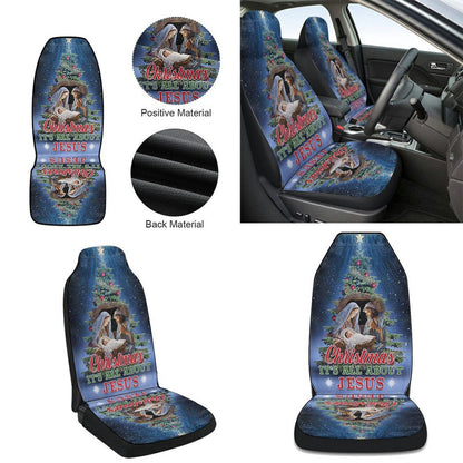 Christmas Tree Nativity O Holy Night Christmas It is All About Jesus Cars Seat Cover, Christmas Car Seat Covers, Car Decor Gift