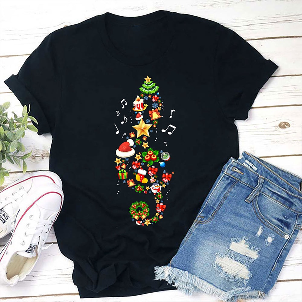 Christmas Tree With Music Notes T Shirt, Merry T Shirt, Unisex Christmas Shirts