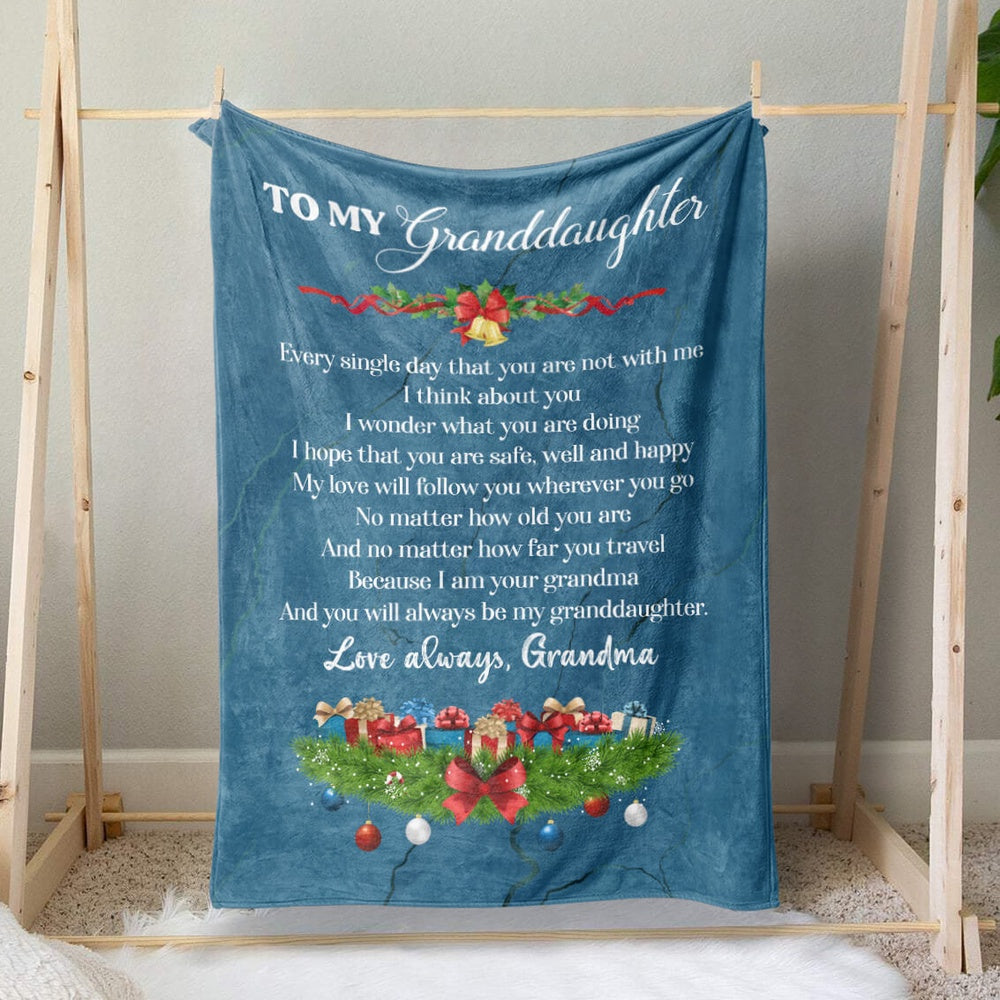 Christmas Wishes To My Granddaughter Blanket, My Love With Follow You Wherever, Always Be My Granddaughter Blanket, Christmas Blanket