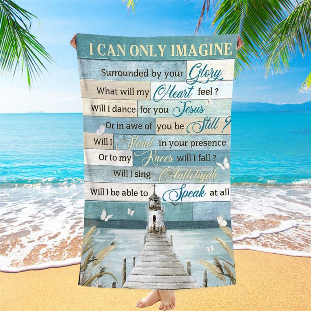 Church Painting By The River I Can Only Imagine Beach Towel, Christian Beach Towel, Christian Gift, Gift For Women