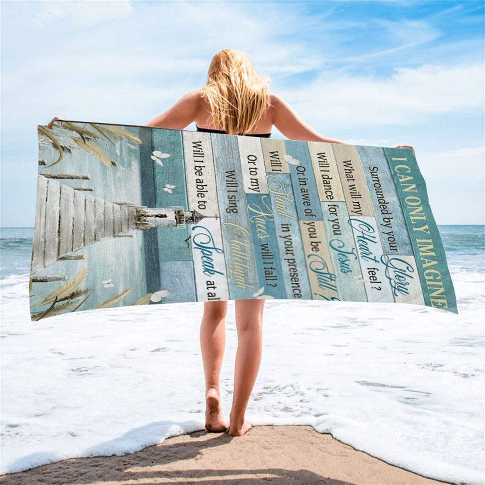 Church Painting By The River I Can Only Imagine Beach Towel, Christian Beach Towel, Christian Gift, Gift For Women