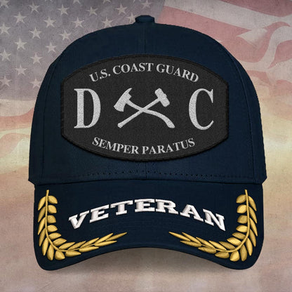 Coast Guard Veteran Cap, Customized Coast Guard Rating Embroidered Cap, Embroidered Dad Hat