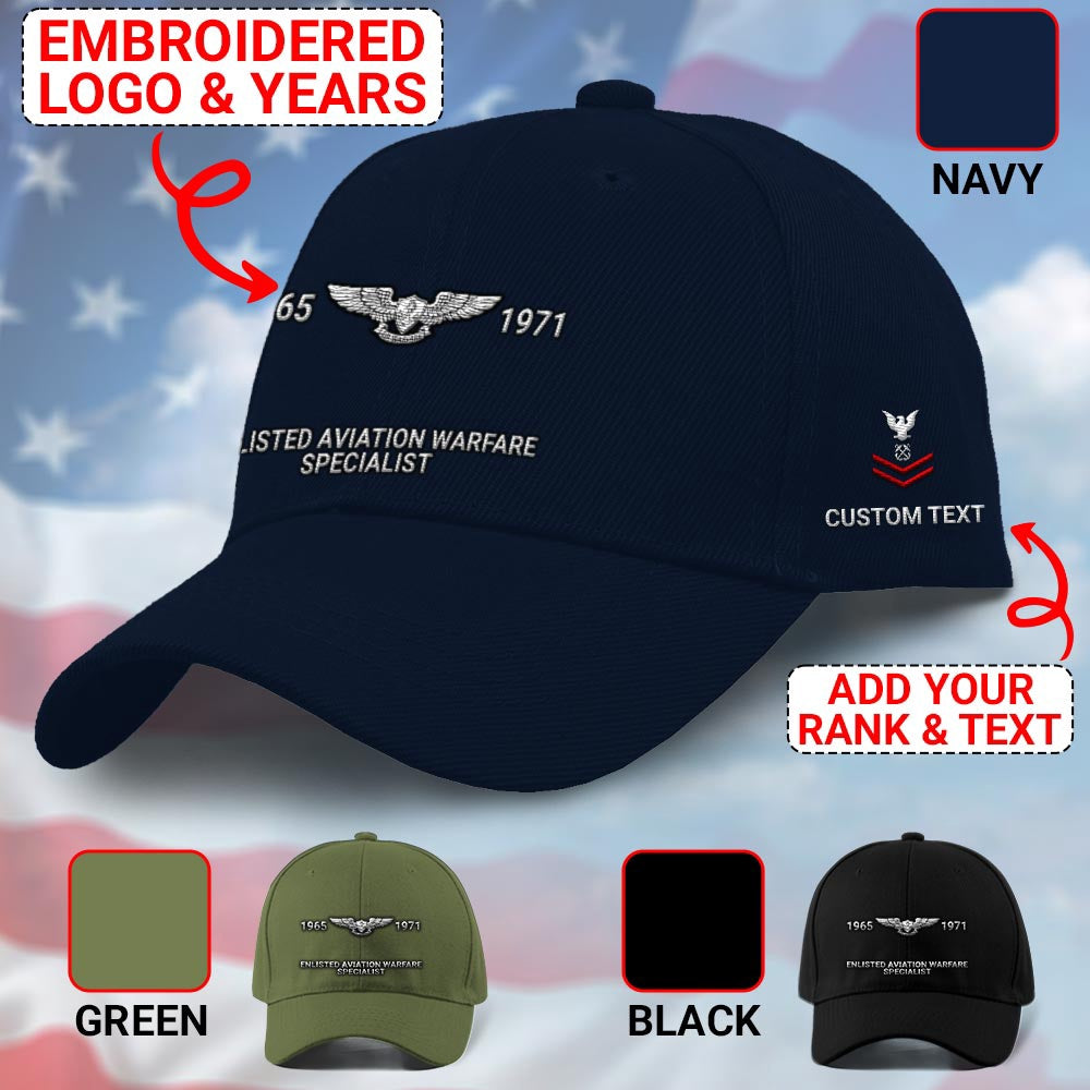 Coast Guard Veteran Cap, Customized Enlisted Aviation Warfare Specialist Embroidered Cap, Embroidered Dad Hat