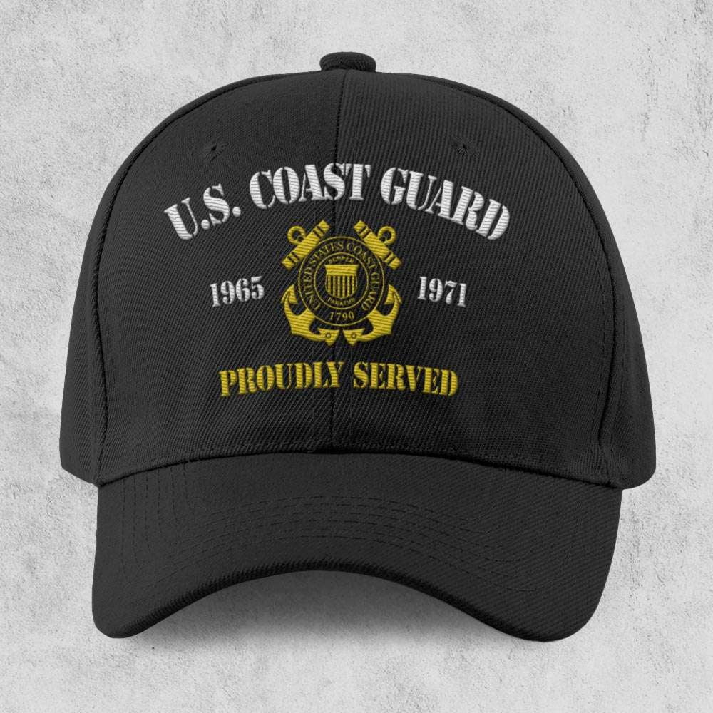 Coast Guard Veteran Cap, Customized United States Veteran Proudly Served Embroidered Cap, Embroidered Dad Hat