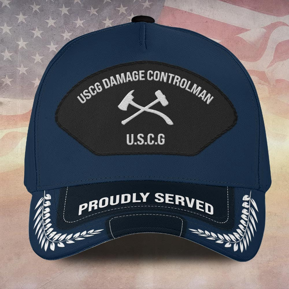 Coast Guard Veteran Cap, Customized Us Coast Guard Ratings USCG Damage Controlman Embroidered Cap, Embroidered Dad Hat
