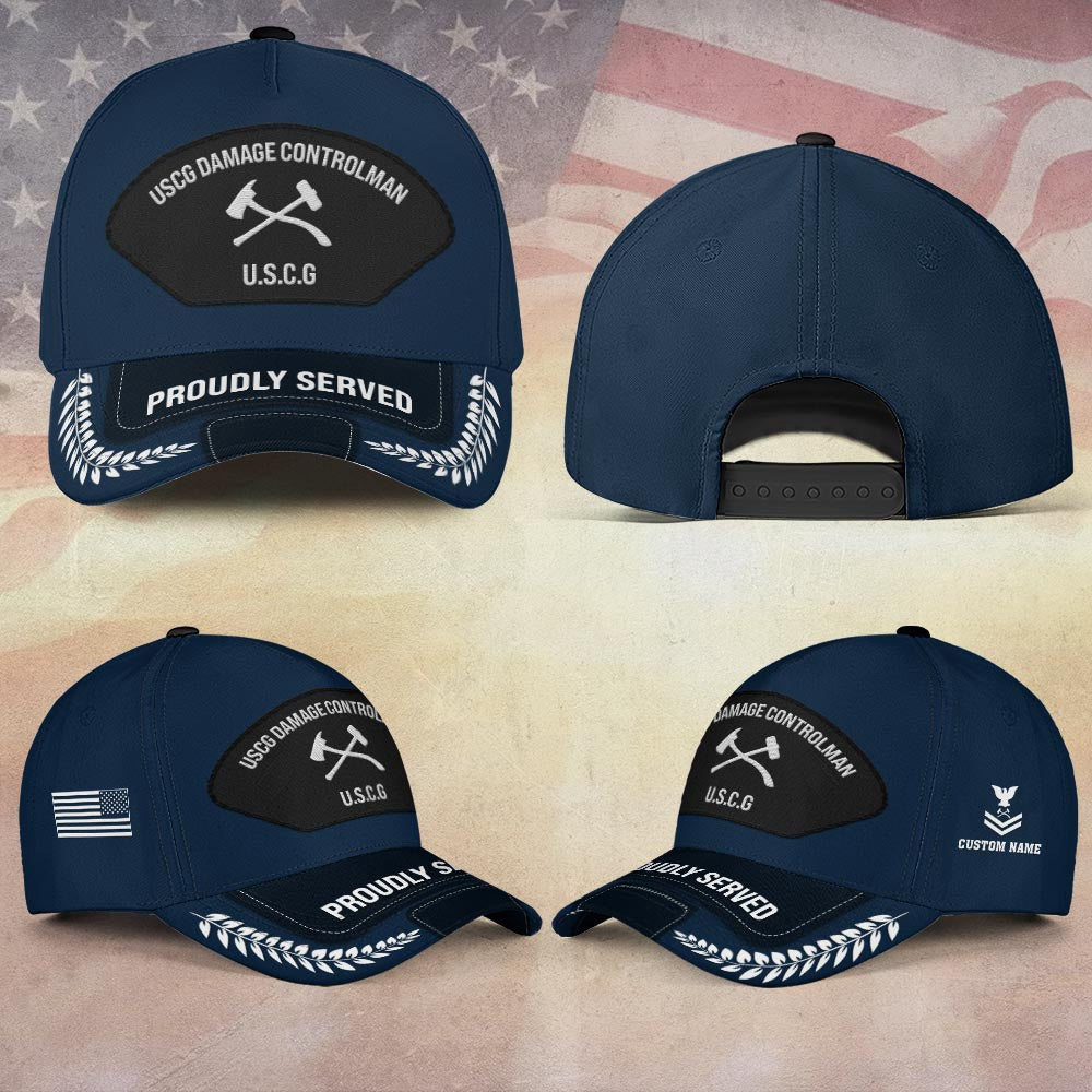 Coast Guard Veteran Cap, Customized Us Coast Guard Ratings USCG Damage Controlman Embroidered Cap, Embroidered Dad Hat
