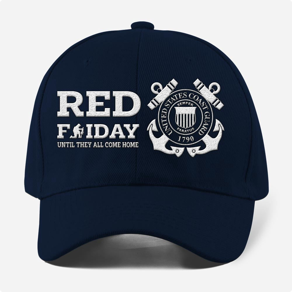 Coast Guard Veteran Cap, Customized Us Coast Guard Veterans Red Friday Remember Everyone Deployed Embroidered Cap, Embroidered Dad Hat