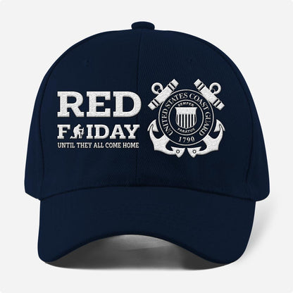 Coast Guard Veteran Cap, Customized Us Coast Guard Veterans Red Friday Remember Everyone Deployed Embroidered Cap, Embroidered Dad Hat