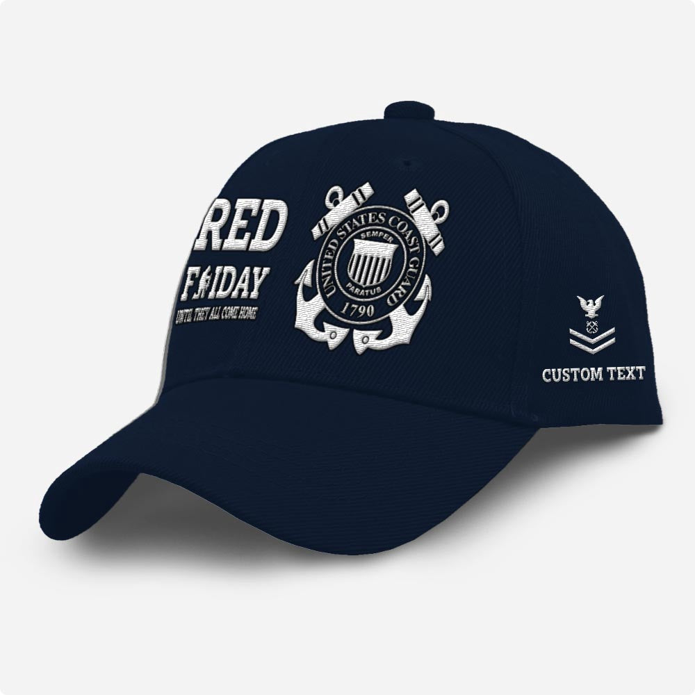 Coast Guard Veteran Cap, Customized Us Coast Guard Veterans Red Friday Remember Everyone Deployed Embroidered Cap, Embroidered Dad Hat