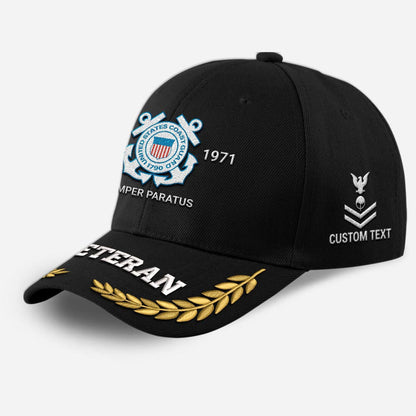 Coast Guard Veteran Cap, Customized Us Veteran Coast Guard Rating Proudly Served Rank Embroidered Cap, Embroidered Dad Hat