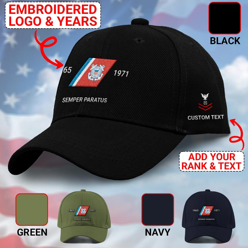 Coast Guard Veteran Cap, Customized Uscg Official Mark Embroidered Cap, Embroidered Dad Hat
