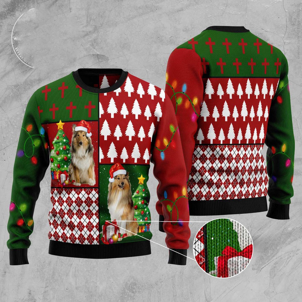 Collie Hohoho Ugly Christmas Sweater, Funny Xmas Sweater, Sweater Xmas