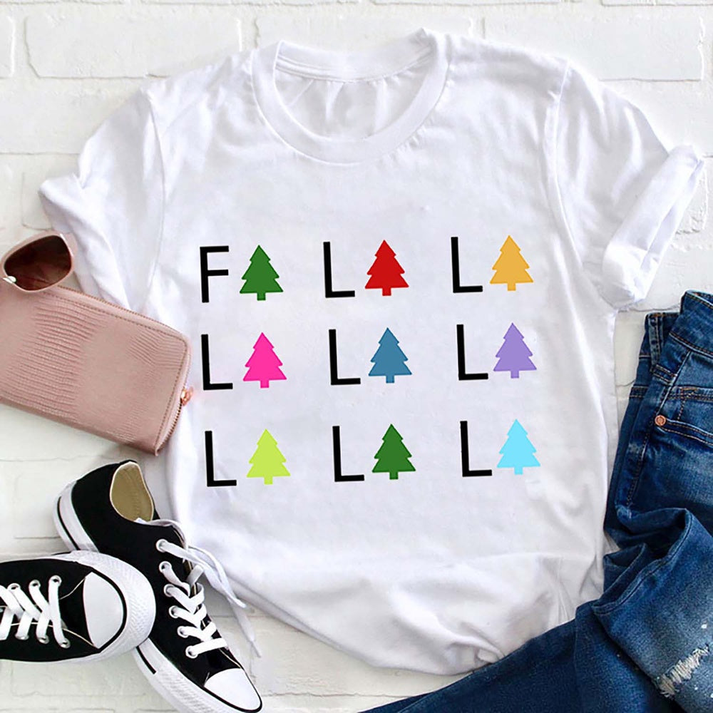 Colorful Fa La La Christmas Tree T Shirt, Merry T Shirt, Unisex Christmas Shirts