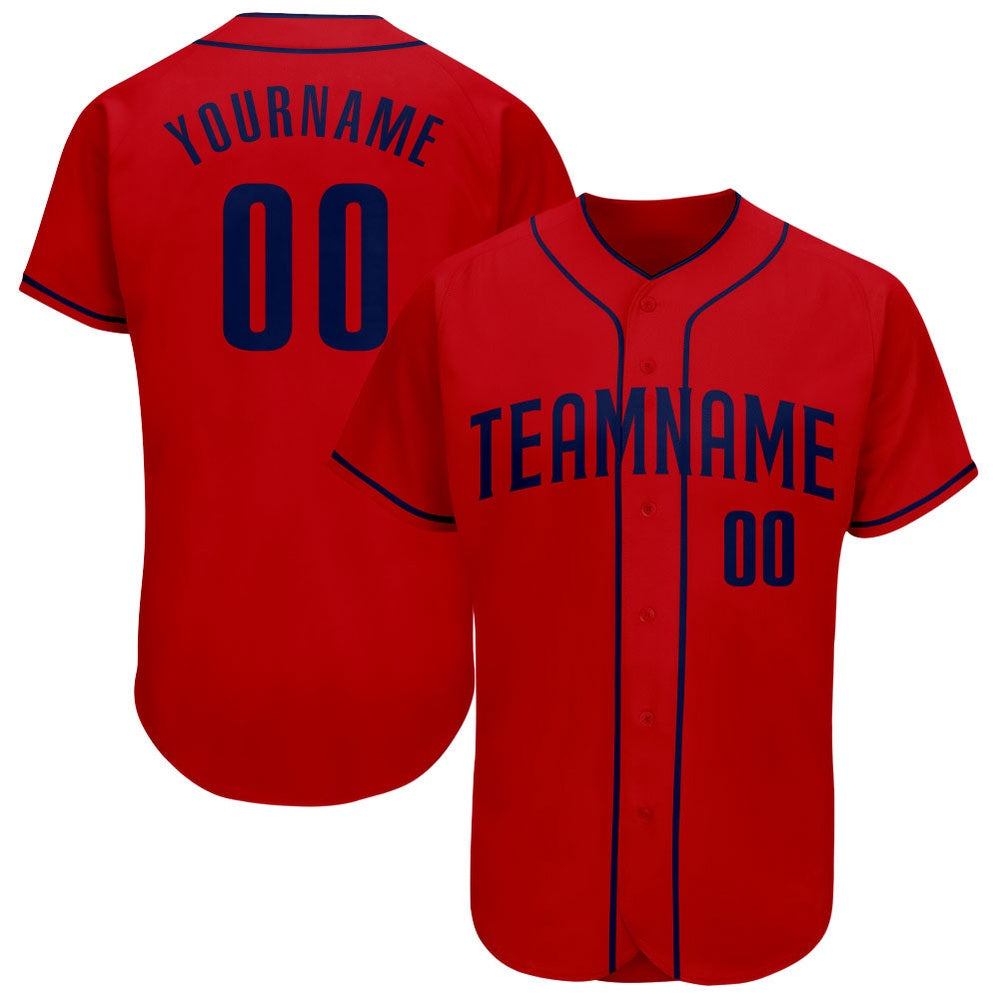Cool Baseball Jersey, Custom Red Navy Authentic Baseball Jersey, Best Baseball Jerseys