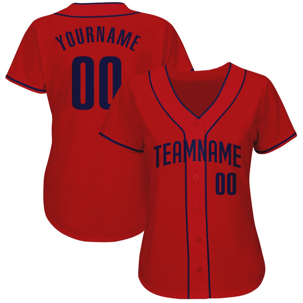 Cool Baseball Jersey, Custom Red Navy Authentic Baseball Jersey, Best Baseball Jerseys