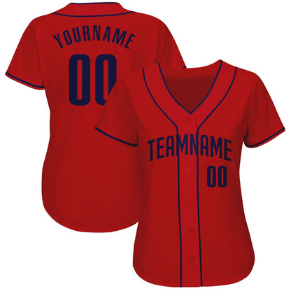 Cool Baseball Jersey, Custom Red Navy Authentic Baseball Jersey, Best Baseball Jerseys