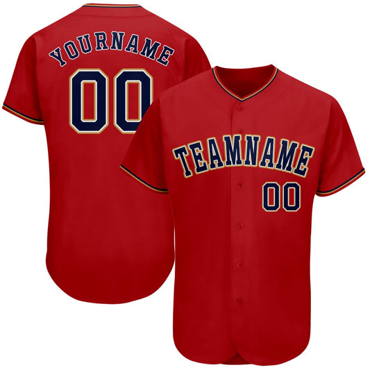 Cool Baseball Jersey, Custom Red Navy Old Gold Authentic Baseball Jersey, Best Baseball Jerseys
