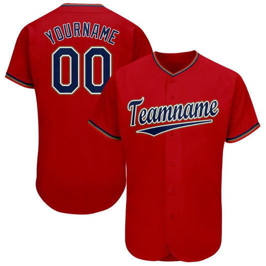 Cool Baseball Jersey, Custom Red Navy Old Gold Baseball Jersey, Best Baseball Jerseys