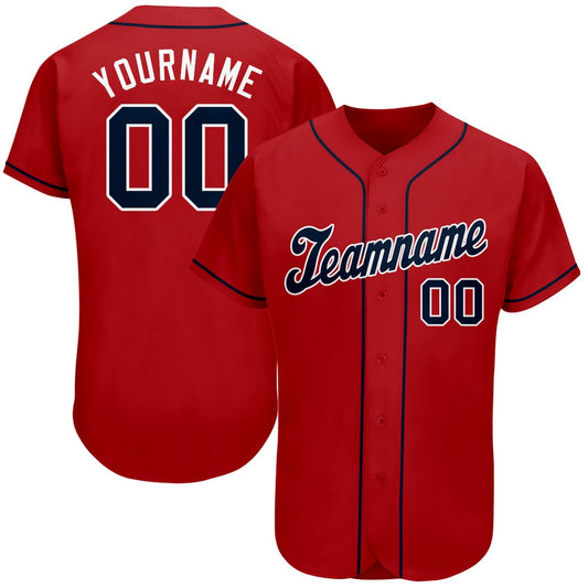 Cool Baseball Jersey, Custom Red Navy White Authentic Baseball Jersey, Best Baseball Jerseys
