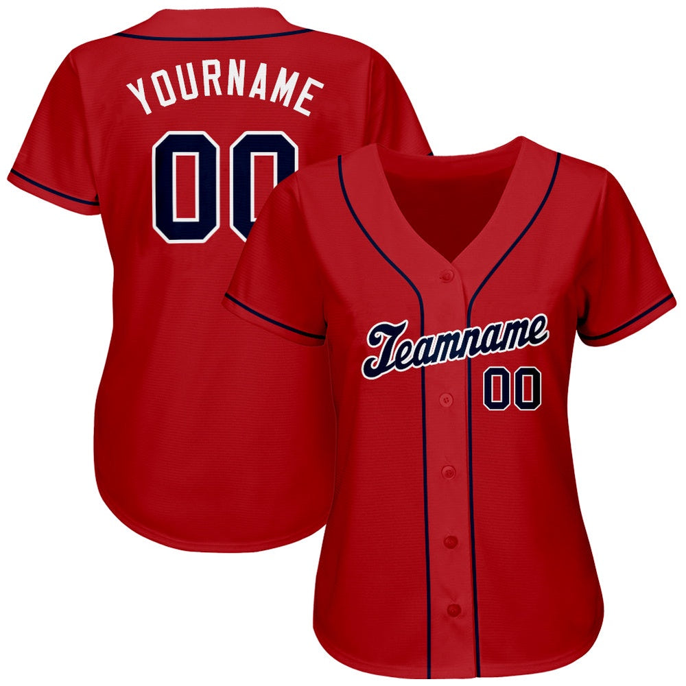 Cool Baseball Jersey, Custom Red Navy White Authentic Baseball Jersey, Best Baseball Jerseys