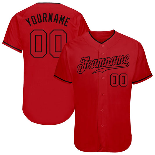 Cool Baseball Jersey, Custom Red Red Black Authentic Baseball Jersey, Best Baseball Jerseys