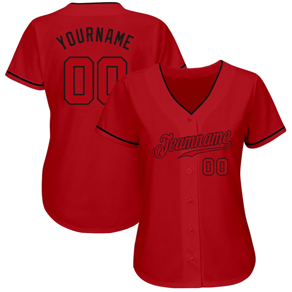 Cool Baseball Jersey, Custom Red Red Black Authentic Baseball Jersey, Best Baseball Jerseys