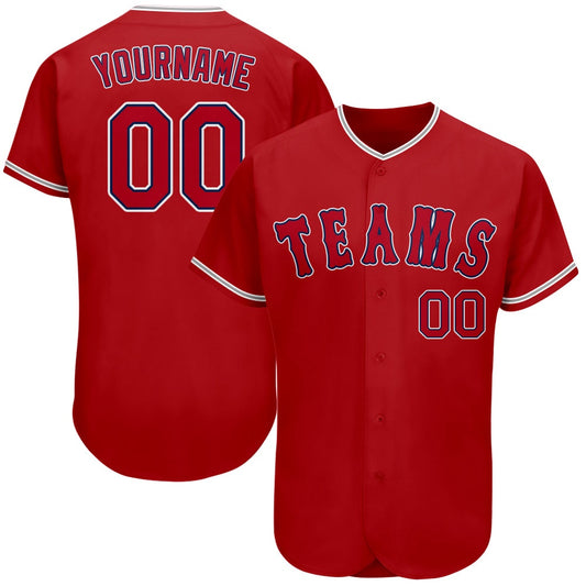 Cool Baseball Jersey, Custom Red Red Navy Authentic Baseball Jersey, Best Baseball Jerseys