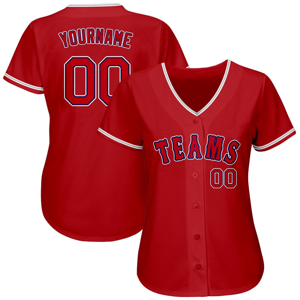 Cool Baseball Jersey, Custom Red Red Navy Authentic Baseball Jersey, Best Baseball Jerseys