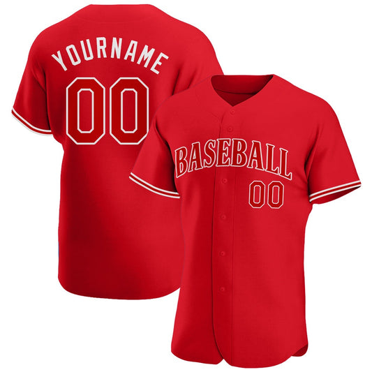 Cool Baseball Jersey, Custom Red Red White Authentic Baseball Jersey, Best Baseball Jerseys