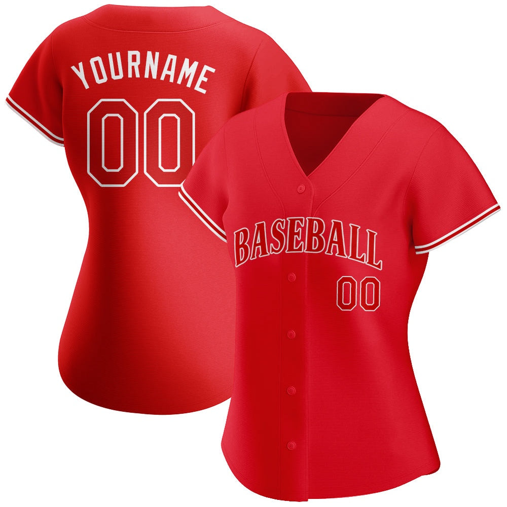 Cool Baseball Jersey, Custom Red Red White Authentic Baseball Jersey, Best Baseball Jerseys