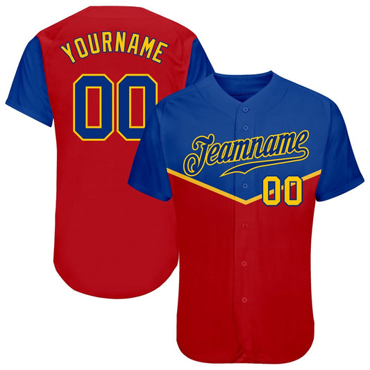 Cool Baseball Jersey, Custom Red Royal Gold 3D Pattern Design Multicolor Authentic Baseball Jersey, Best Baseball Jerseys