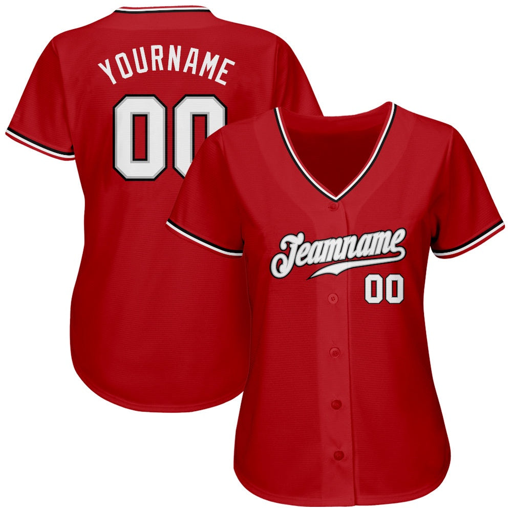 Cool Baseball Jersey, Custom Red White Black Authentic Baseball Jersey, Best Baseball Jerseys
