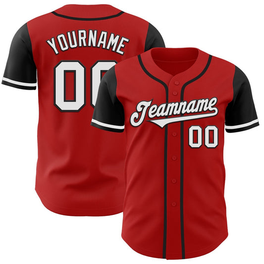 Cool Baseball Jersey, Custom Red White Black Authentic Two Tone Baseball Jersey, Best Baseball Jerseys