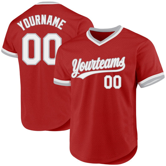 Cool Baseball Jersey, Custom Red White Gray Authentic Throwback Baseball Jersey, Best Baseball Jerseys