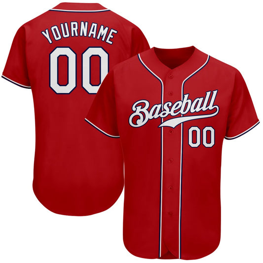 Cool Baseball Jersey, Custom Red White Navy Authentic Baseball Jersey, Best Baseball Jerseys