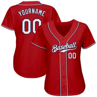 Cool Baseball Jersey, Custom Red White Navy Authentic Baseball Jersey, Best Baseball Jerseys