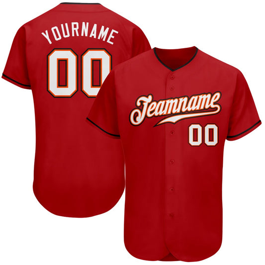 Cool Baseball Jersey, Custom Red White Orange Authentic Baseball Jersey, Best Baseball Jerseys