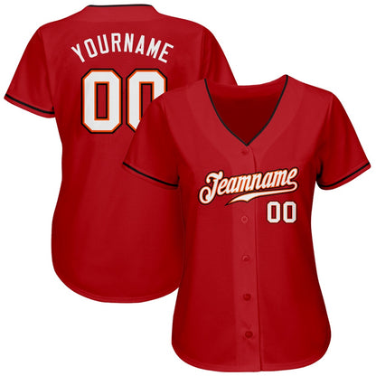Cool Baseball Jersey, Custom Red White Orange Authentic Baseball Jersey, Best Baseball Jerseys