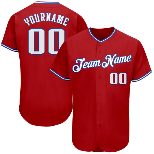 Cool Baseball Jersey, Custom Red White Royal Authentic Baseball Jersey, Best Baseball Jerseys