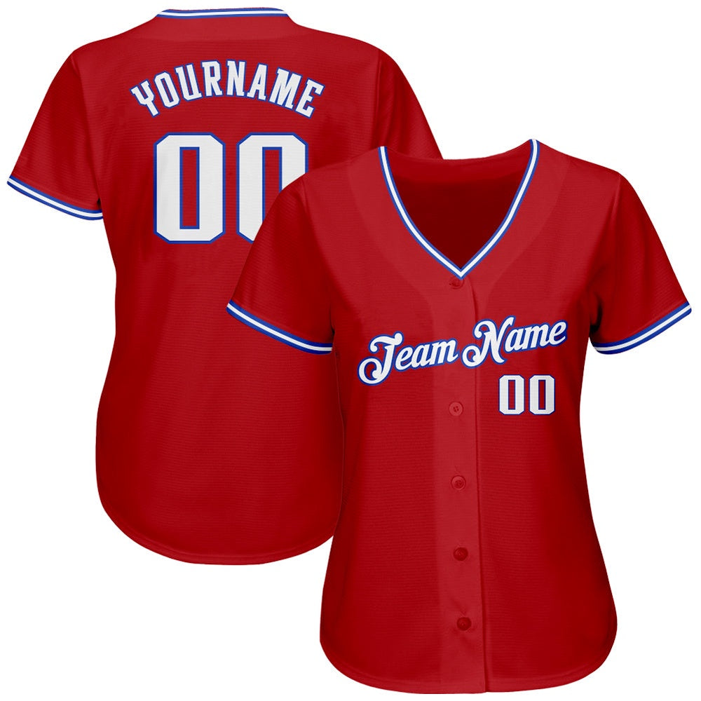 Cool Baseball Jersey, Custom Red White Royal Authentic Baseball Jersey, Best Baseball Jerseys