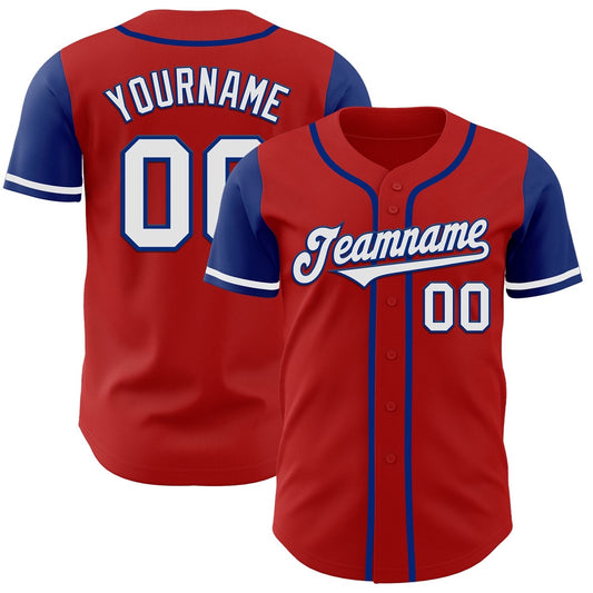 Cool Baseball Jersey, Custom Red White Royal Authentic Two Tone Baseball Jersey, Best Baseball Jerseys